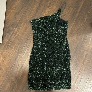 green sequin dress